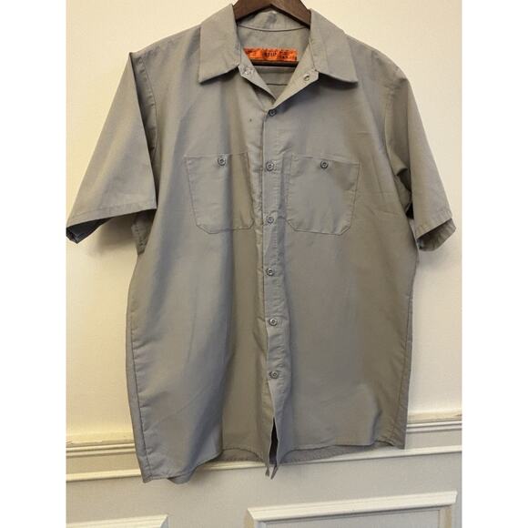 Red Kap SP24LA0 Gray Short Sleeve Work Shirt Men’s Large Button Front Uniform - Picture 5 of 14